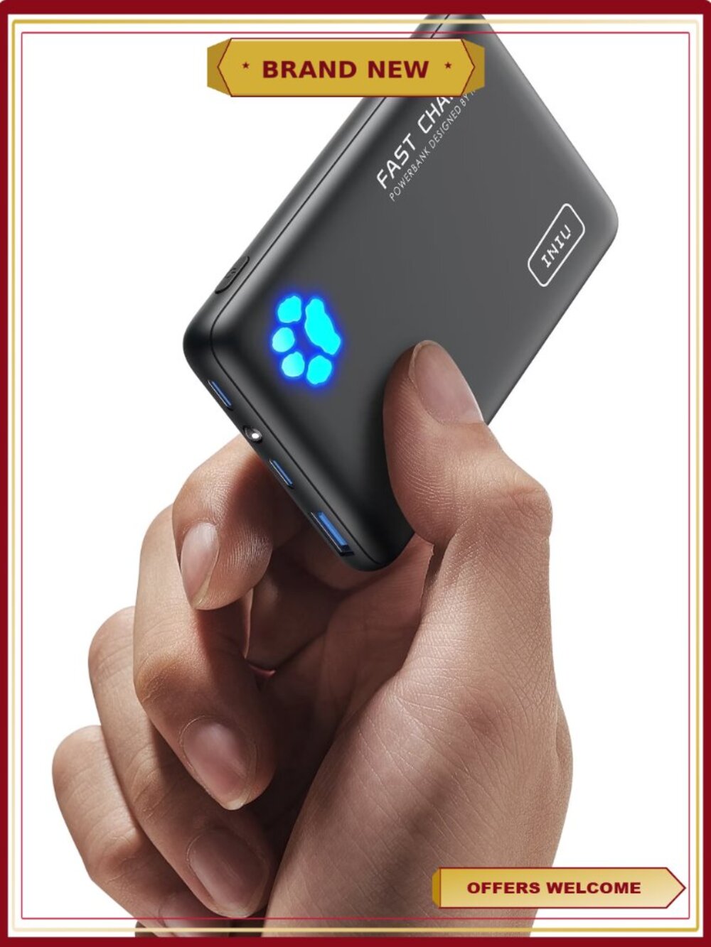 10000mAh Slim Portable Charger Fast Charging Dual USB C & USB A Power Bank